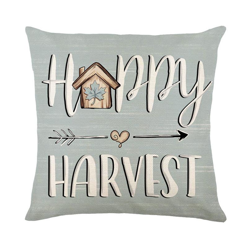 Autumn Pumpkin Pillow Cover Harvest Series Polyester Letter Print Sofa Decorative Cushion Cover Bedroom Cushion