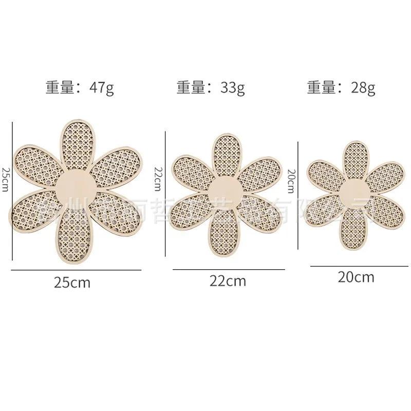 

3PCS Set Wooden Imitation Rattan Patterned Wall Art Pendant Bohemian Chrysanthemum Wall Decoration Home Living Room Wall Hanging