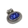 Zierlicher blauer Saphir Edelstein Silberanhänger in 925 Sterlingsilber - Handgefertigtes Design, Alltagsschmuck, Antiker Anhänger Geburtstagsgeschenke für die Liebe