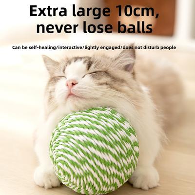 Cat Colorful Sisal Ball Toy Wool Ball Teasing Cat Ball Plush Self-hi To Relieve Boredom and Resist Biting Teeth Grinding Stick Teasing Cat Supplies