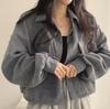 Women's Spring Vintage Collared Single-Breasted Corduroy Shirt Solid Color Long-Sleeve Jacket