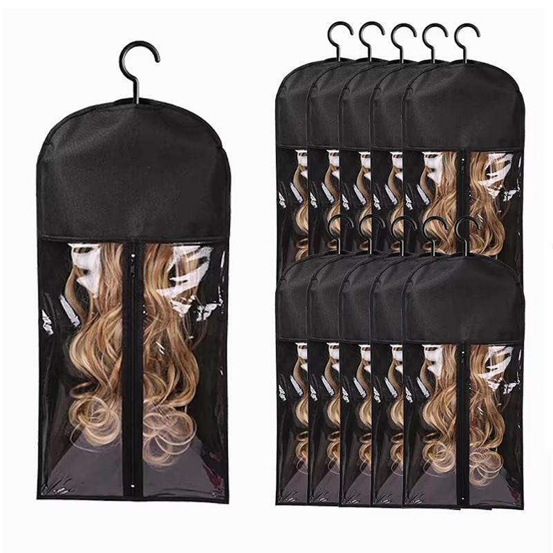 Oppbevaringspose for lange løshår Ikke-vevd Støvtett Parykkbæreposer Med Krok For Hjemmeorganisator Parykkpakkepose