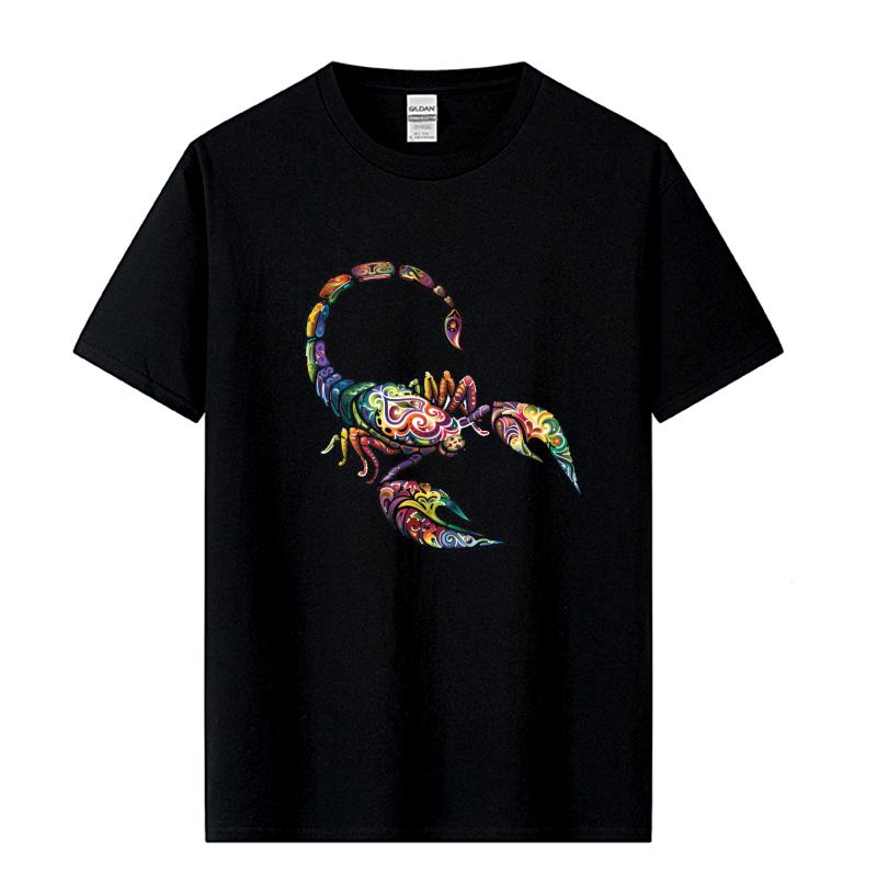 Herren T-Shirt 100% Baumwolle Lässig Skorpion Print Locker Rundhals Cooles T-Shirt für Männer Kurzarm