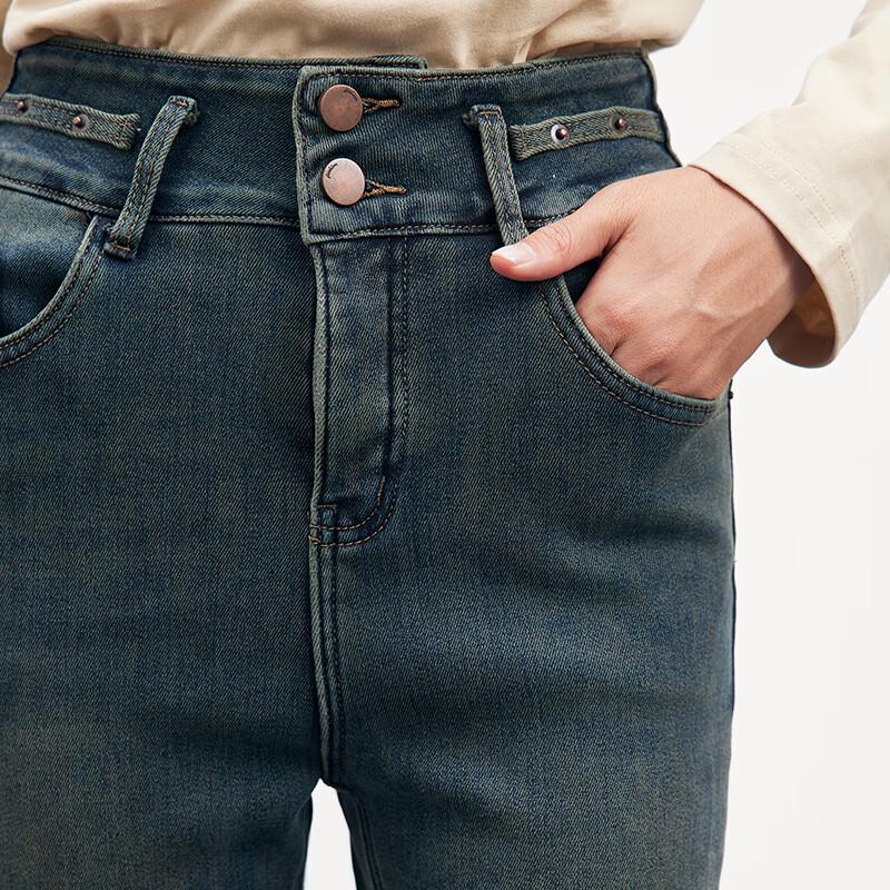 JOY SPEAKER Women's Winter High-Waist Slim-Fit Skinny Jeans YM36365