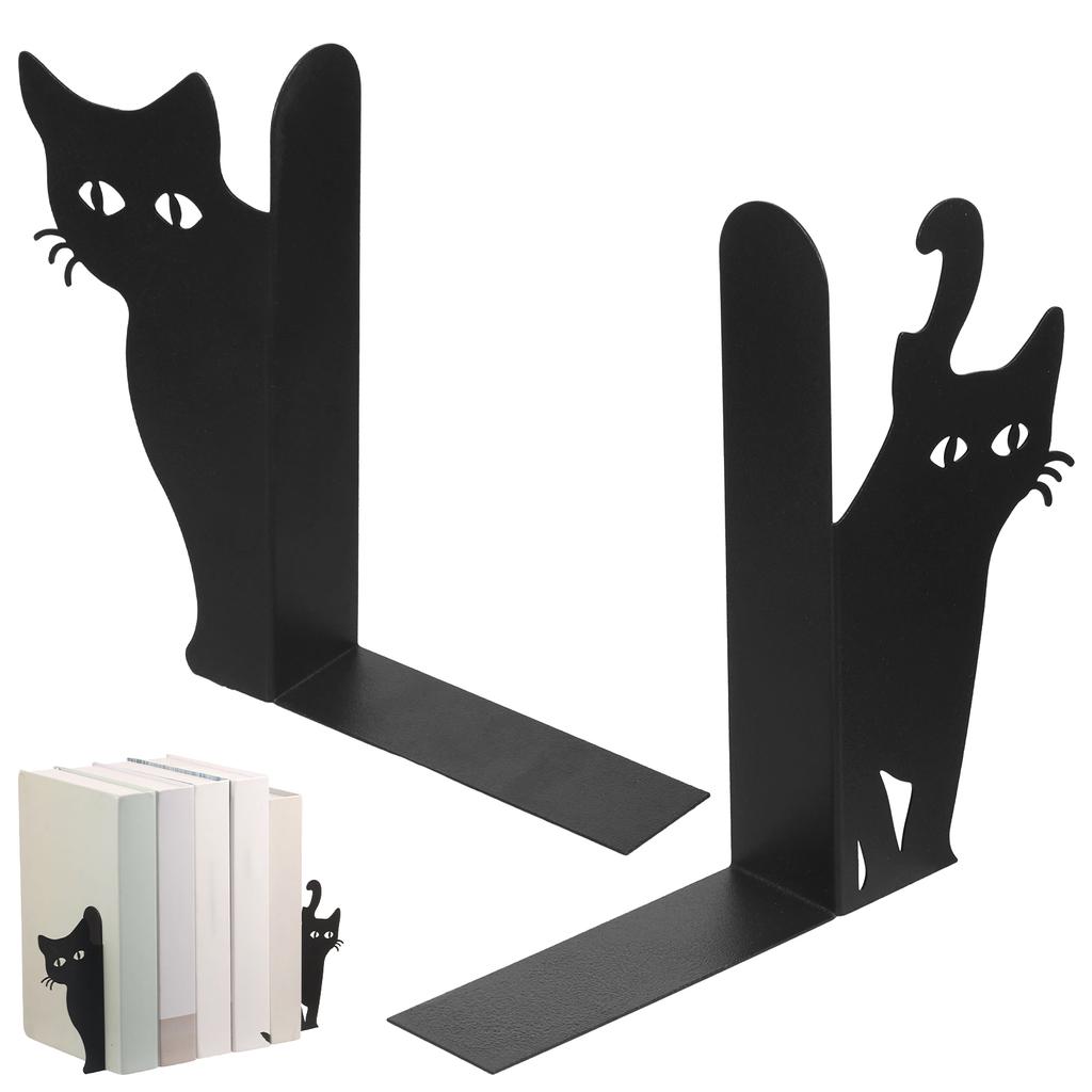 2 Pcs Dragon/Cat Bookend Metal Book Holder Rust Resistant Stable Support Book Holders Documents Storage Bookends for Home Office