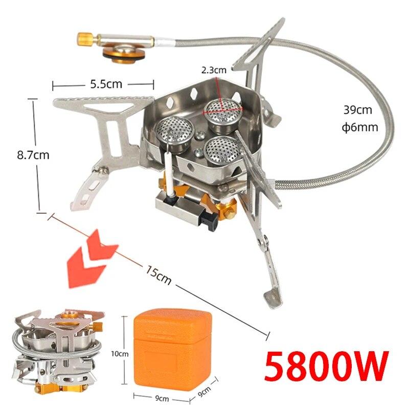 Outdoor Camping Gas Stove Foldable Portable 3 Head Stove for Travel Picnic BBQ 5800W Big Power Camping Windproof Stove Burner