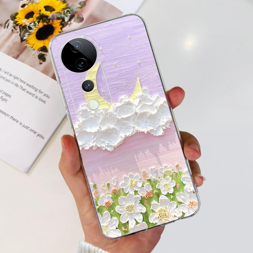 Flower Butterfly Women Fashion Back Cover For Vivo S19 Pro 5G V2362A Phone Funda Transparent Soft TPU Slim Silicone Bumper Etui