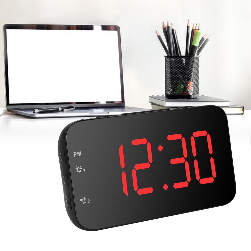LED Digital Alarm Clock Portable Desk Clock with Snooze for Bedroom Home Travel