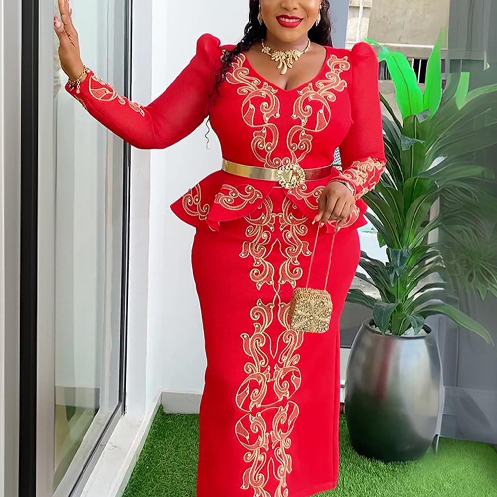 Luxury Beaded V-neck Plus Size Evening Dress for Women