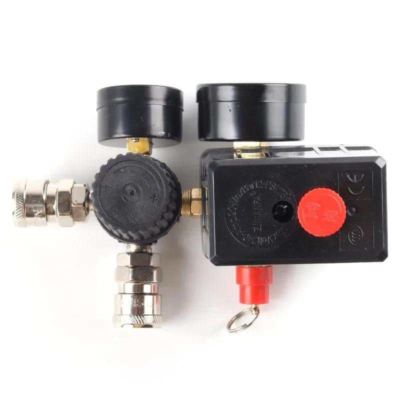 Air Compressor Pump Pressure Control Switch 4 Port 220V/380V Manifold Relief Regulator 30-120PSI Control Valve with Gauge