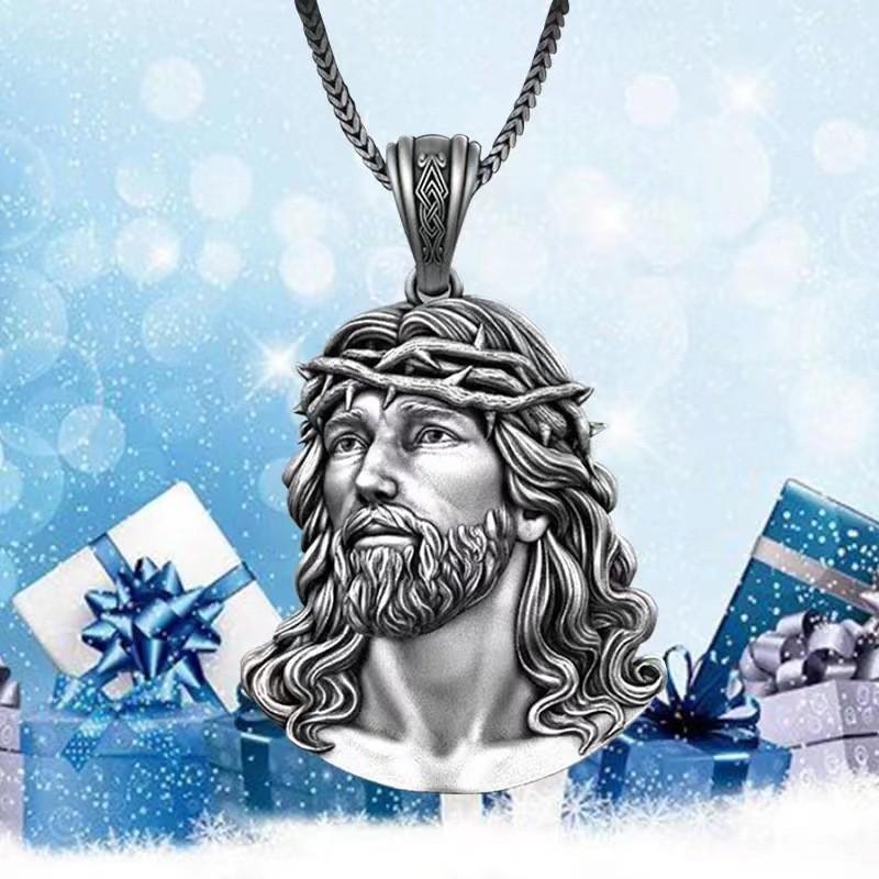 Vintage Stylish Jesus Hip Hop Pendant Necklace Made Of Durable Metal For Unisex Use
