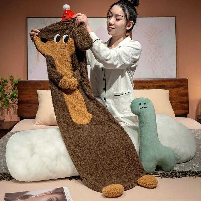 Stuffed Long Pillow Dachshund Dogs Plush Toy Soft Cute Badger Puppy Plush Doll Kids Sleep Pillow Christmas Birthday Gifts