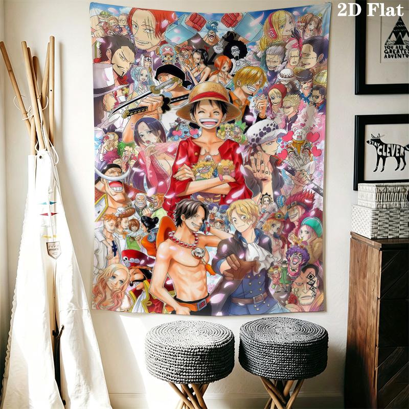 Anime One Piece Wall Tapestry Aesthetic Wall Hanging Printed Fabric Blanket Decorative Tapestries For Bedroom Living Room Home Decor