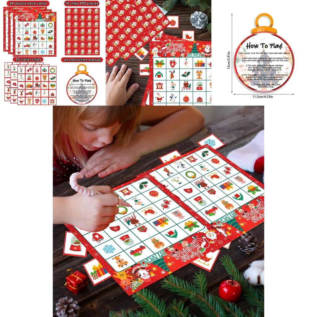 Christmas Tree And Snowman Bingo Set With Cards For Holiday Celebration