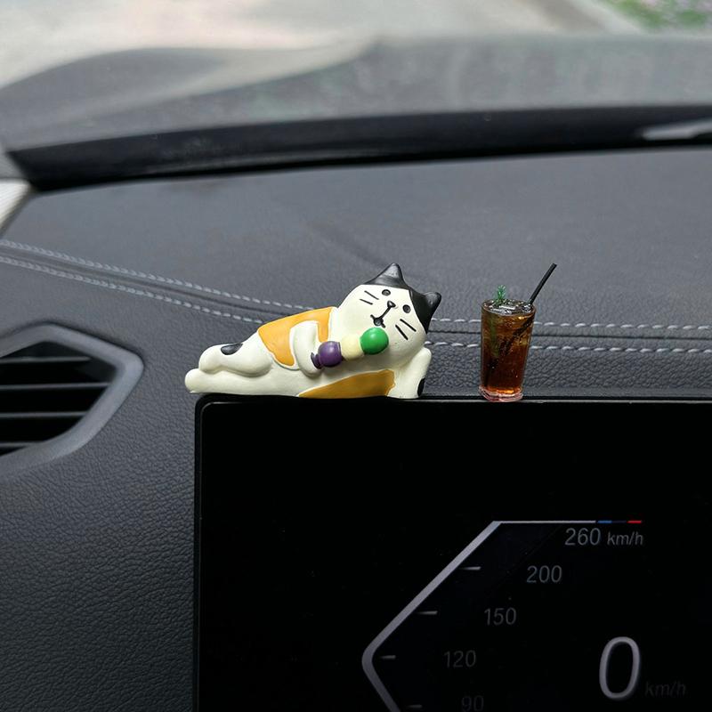 1Pc Cute Healing Kitten Ornaments For Car Dashboard Resin Cat Figure Car Interior Decorative Cat Ornament Vehicle Accessories