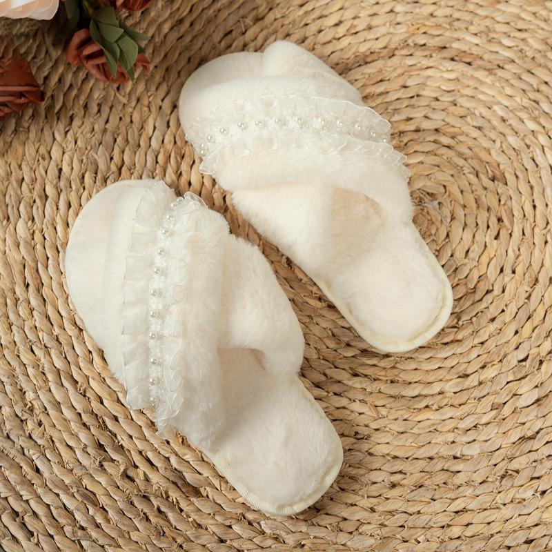 Fashion 2025 NEW Soft and Comfortable Indoor Slippers Women's Shoe Round Toe Short Fur Lined Home Comfort Rubber Sole Anti-Slip Winter