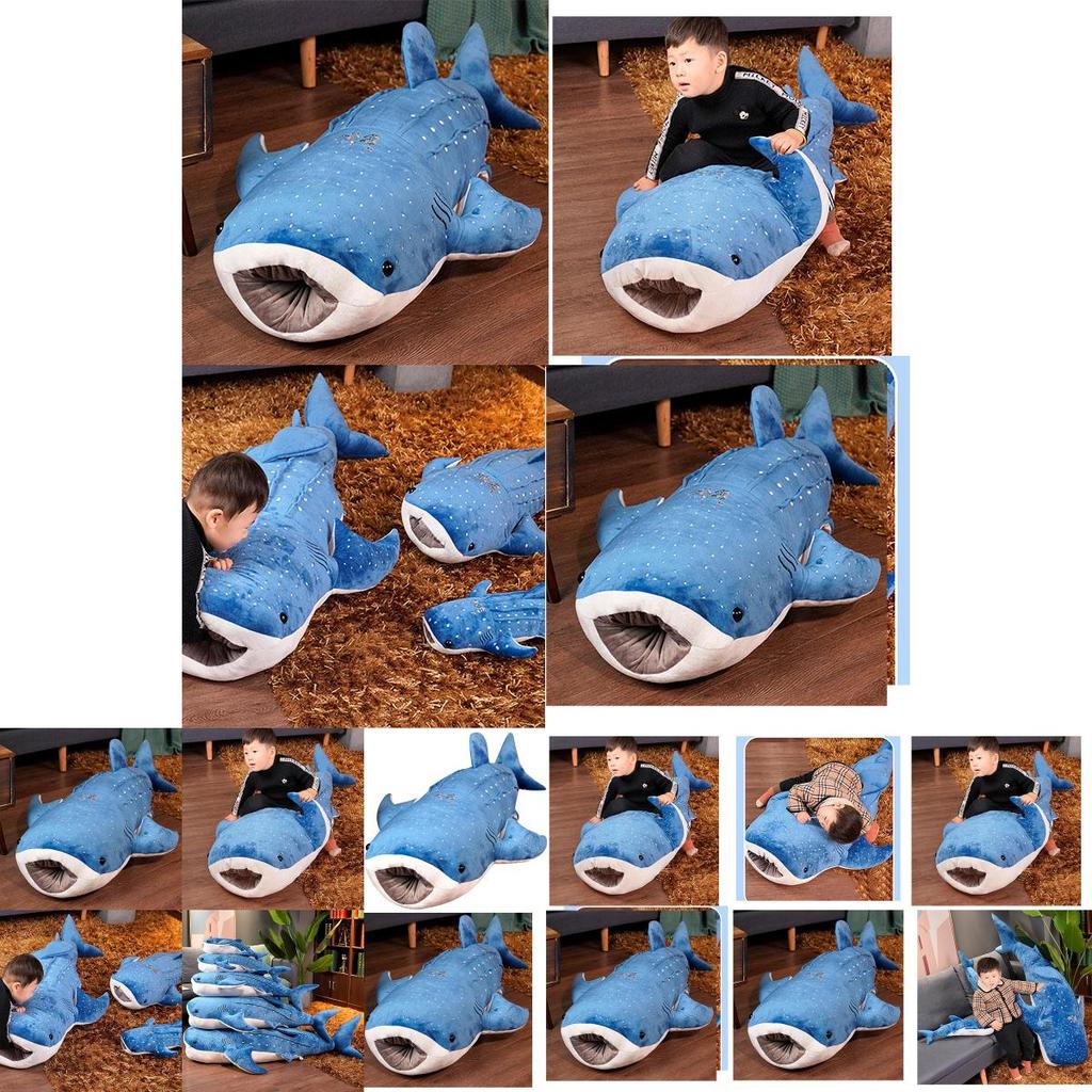 Large Blue Whale Plush Toy Super Soft Stuffed Animal For Children Cartoon Shark Whale Cushion