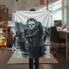 1PC GHOST Print Flannel Blanket, High quality Comfortable for All Seasons, Home Decor, Warmth and Comfort, Perfect for Christmas Gifts159