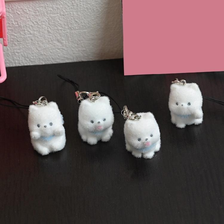 Lovely Resin Flocking Dog Keychain Charm Decorative Phone Lanyard Accessory For Phone Keys Bag And Dog Lovers