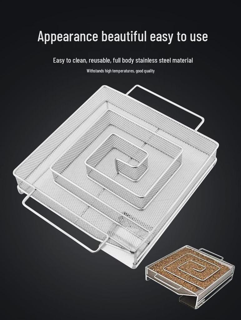 Rechteckiger Barbecue-Grill Kaltrauchgenerator - Runde 304 Edelstahl Räucherbox