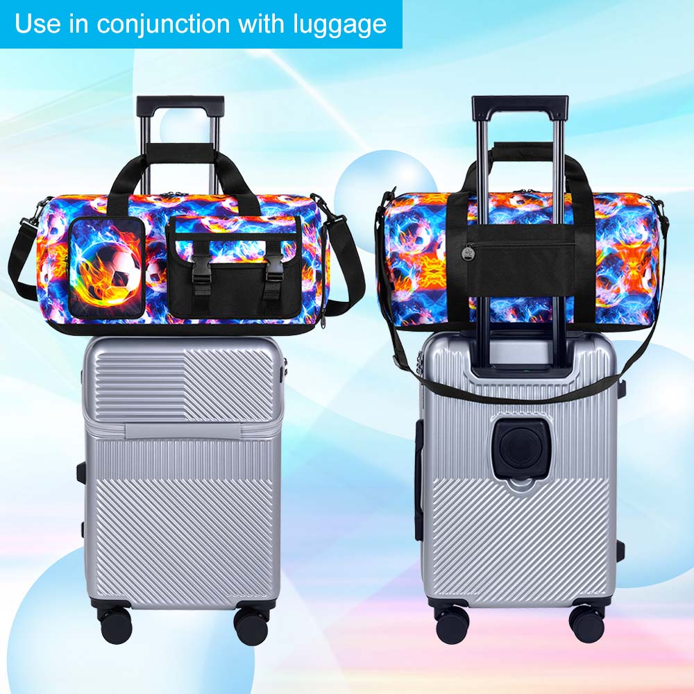Borsa Duffel per Ragazzi - Borsa Sportiva Leggera Pieghevole con Scomparto per Scarpe, Adatta per Allenamento, Viaggio, Fantasia Calcio