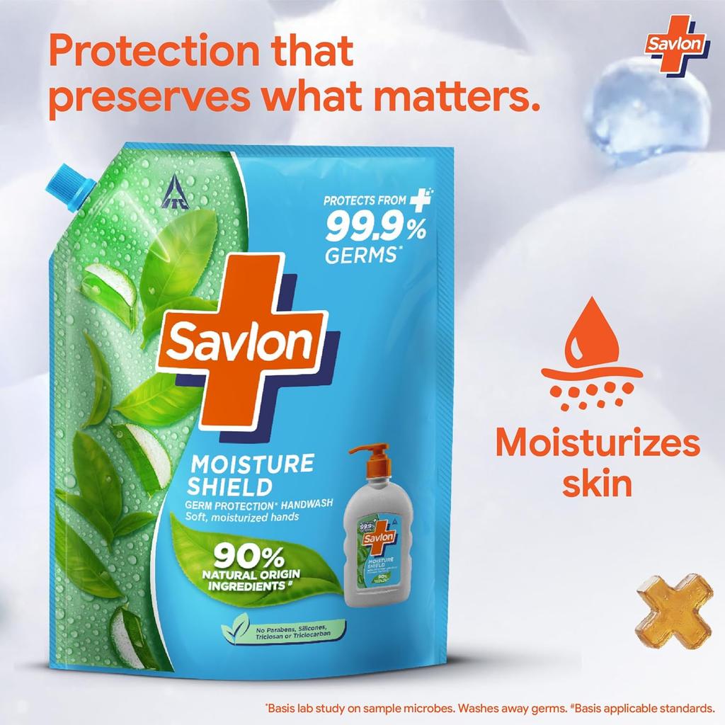 Savlon Moisture Shield Germ Protection Liquid Handwash Refill Pack Hydrating Family Size Skin Cleansing Gel 1.3L