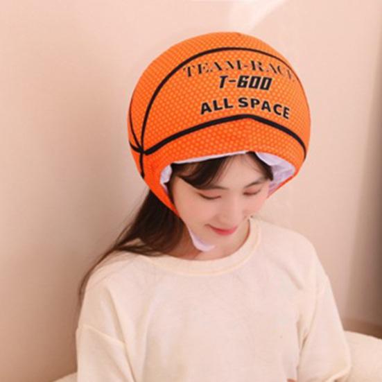 Basketbalová pokrývka hlavy Nastavitelná Měkká Teplá Oranžová Pokrývka hlavy Crossdressing Simulace Basketbalový klub Selfie rekvizita Plyšová čepice Narozeninový dárek