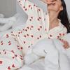 Jesienno-zimowy ciepły 2-częściowy zestaw piżam dla kobiet Bielizna nocna Love Printed Long-Sleeve Shirt i długie spodnie Zestaw Loungewear