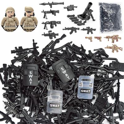 25/50/100 Stück Soldat Polizei Gangster WW2 Armee Militär Waffen SWAT Maschinengewehr Mörser Bausteine Figur Modell Ziegelstein Spielzeug