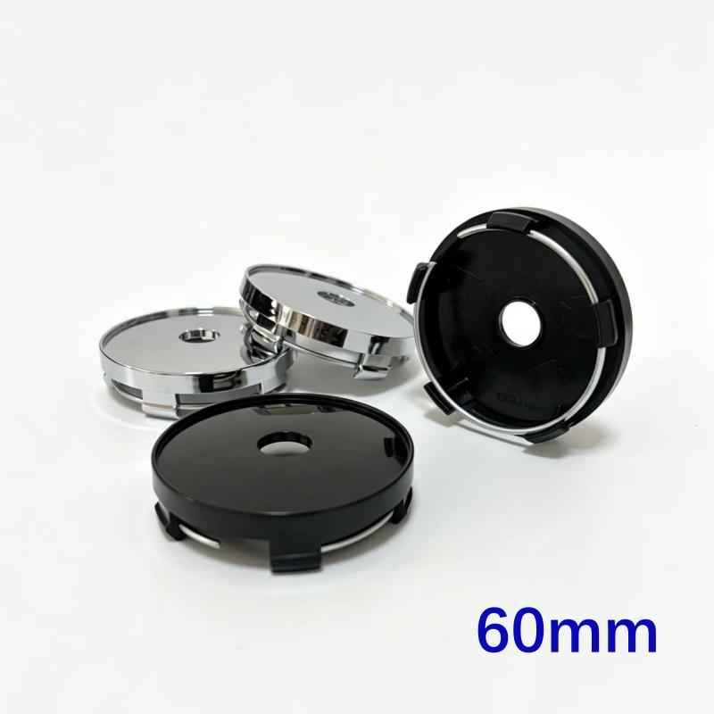 4 pezzi 68mm 65mm 60nmm 56mm 50mm 49mm 48mm Nero Cromo Argento Base Vuota Coprimozzo per Modifica Auto Universale Senza Logo Coprimozzo