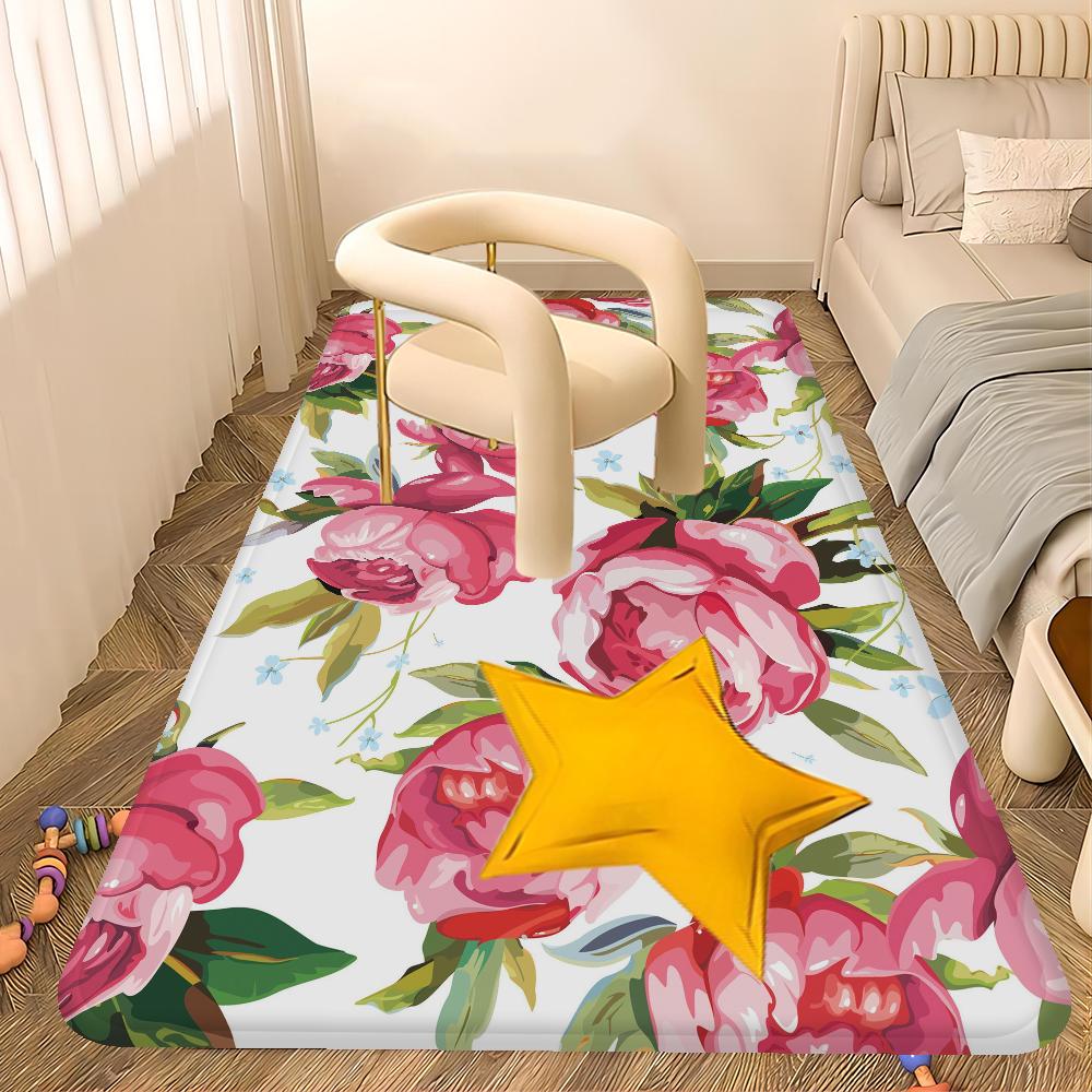 Różowo-fioletowy kwiat piwonii dywaniki pokojowe retro wielokrotny wybór dywan do salonu kuchni antypoślizgowy dywan powitalny