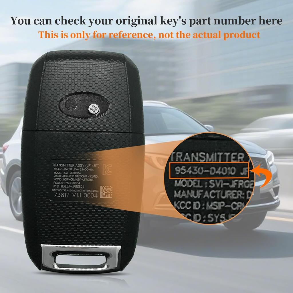 Keyecu Flip Remote Key Fob for Kia Optima 2016 2017 2018   Car Key Replacement FCC ID: SY5JFRGE04 P/N:95430-D4010 433MHz 4 Buttons