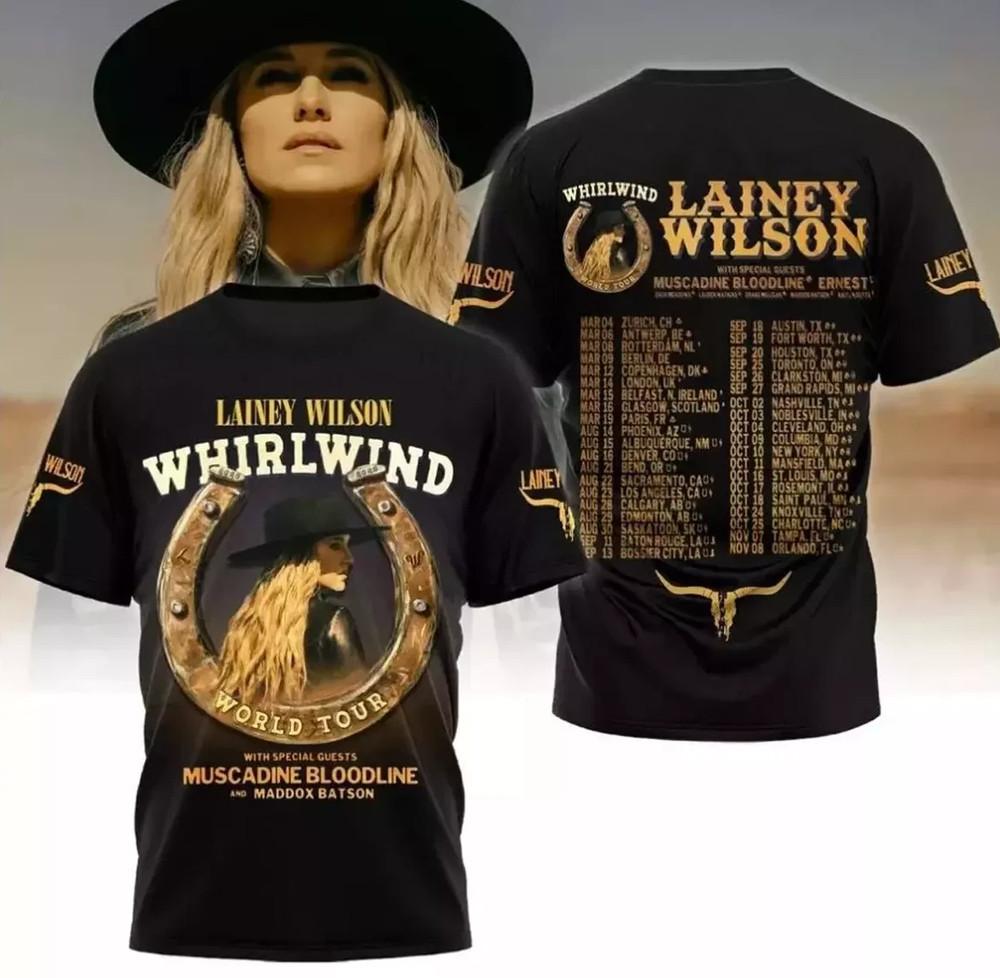 Collection Lainey Wilson Whirlwind World Tour 2025 T Shirt Full Size S-5XL
