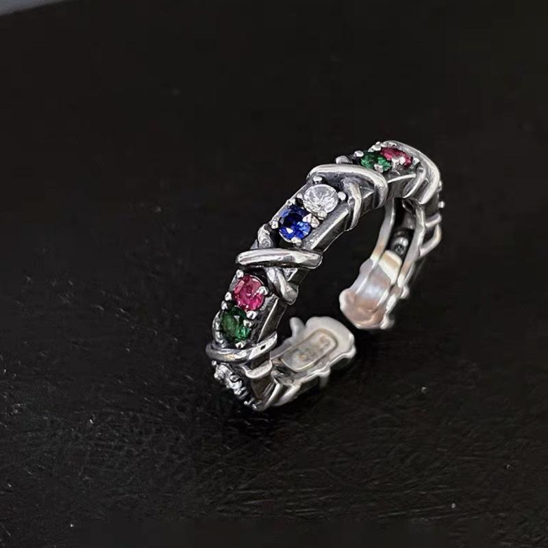 

Уникальное кольцо с регулируемым размером в винтажном стиле с радужным цирконом для женщин, модная бижутерия