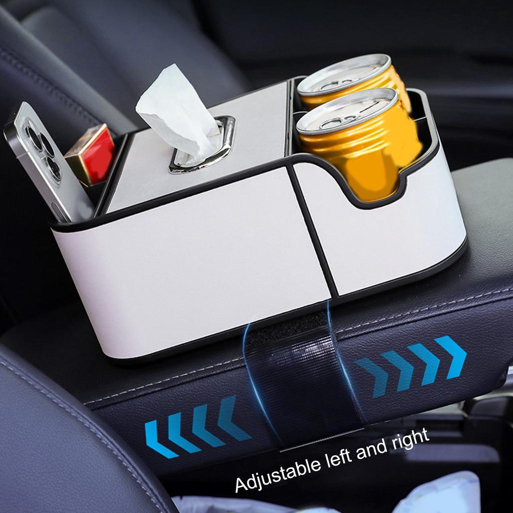 Center Console Leather Organizer Tray Car Armrest Extra Storage Box Tissue Holder Car Storage Box Car Seat Organizer