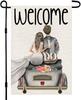 Welcome Bride and Groom Wedding Garden Ag 12 X 18 Inch Vertical Double Sided, Anniversary Holiday Party Yard Outdoor Decor WZZ