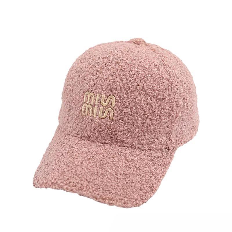 Korean Style Fashion Baseball Hat Women's New Autumn and Winter Lamb Velvet Outdoor Warm Baseball Cap Letters