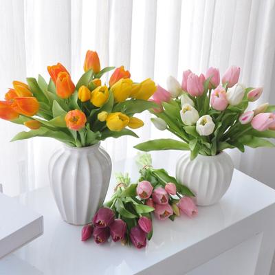 Artificial Tulip Flower 12" Real Touch Long Stem Fake Tulip Flower for Spring Easter Home Kitchen Wedding Dining Table Centerpiece