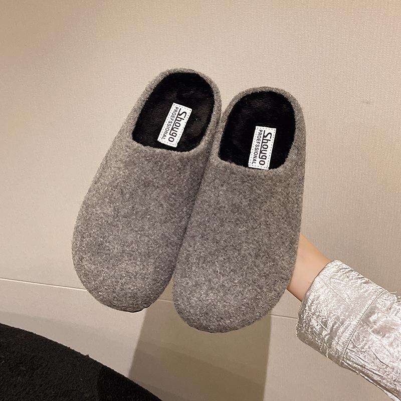 Internet celebrities super fire thick bottom velvet warm fluffy slippers women's new autumn and winter wear soft bottom cotton slippers