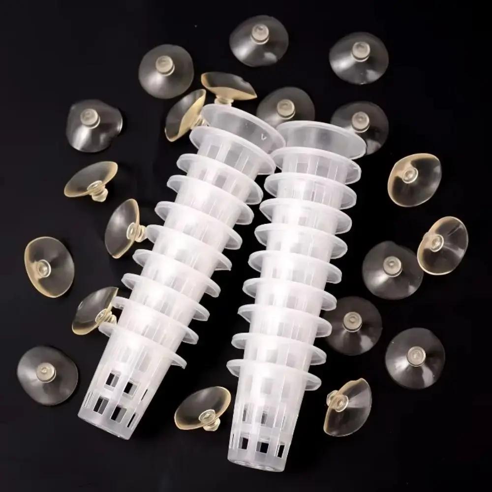 10Pcs Transparent Plant Hydroponic Pot Plastic with Suction Base Water Grass Growth Pots Aquarium Planting Basket