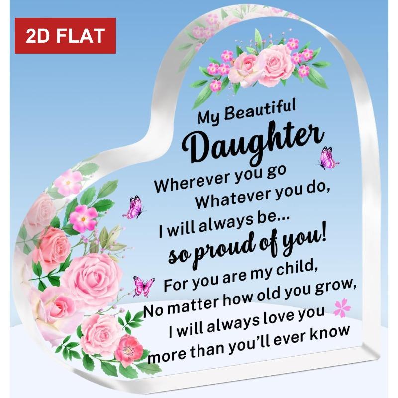 

2D Flat Heart-Shaped Acrylic Desktop Decoration Plaque, Daughter s Gift, Home Decor Plaque Hanging Wall Art Decorative Garden Decoration for Room Door 1pc