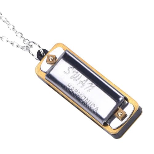 

Mini Harmonica, 4-Hole, Necklace Design, Small Size, Rust-Resistant, Suitable for Children, Promotes Brain Development (Silver)
