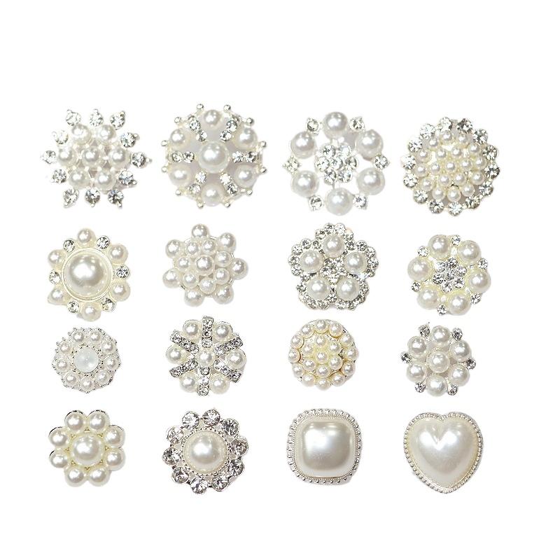 10Pcs Korean Ladylike Pearl Rhinestones Buttons Suit Knitted Sweater Cardigan Craft Button Women's Clothing Sewing Accessories