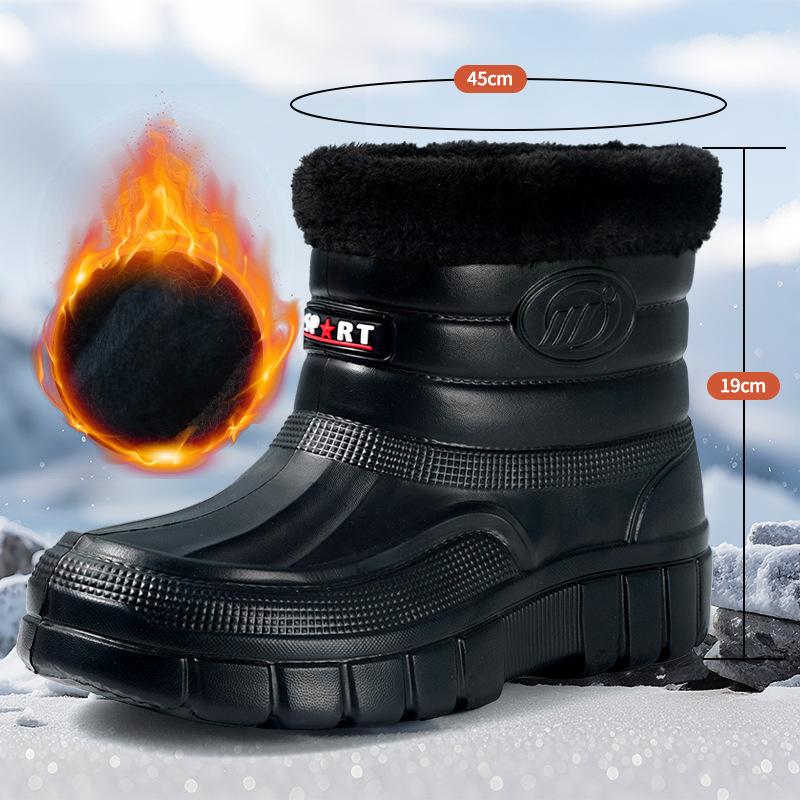 Men'S Winter Snow Boots with Thick Sole and Anti-Slip Outsole Padded Lining, Black Short Boots High-Quality Unisex Winter Footwear for Outdoor