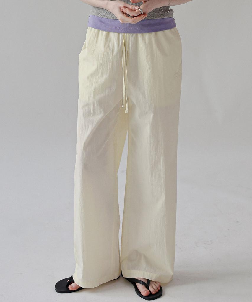 Keullaepeu Soft Embroidered Elastic Waist Pants _Butter
