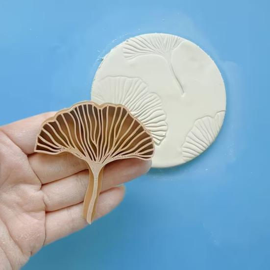 Ginkgo Biloba Blatt Tonstempel 3D-gedrucktes Blattmuster Tonprägeform für DIY-Bastelarbeiten Polymer Clay Herstellung