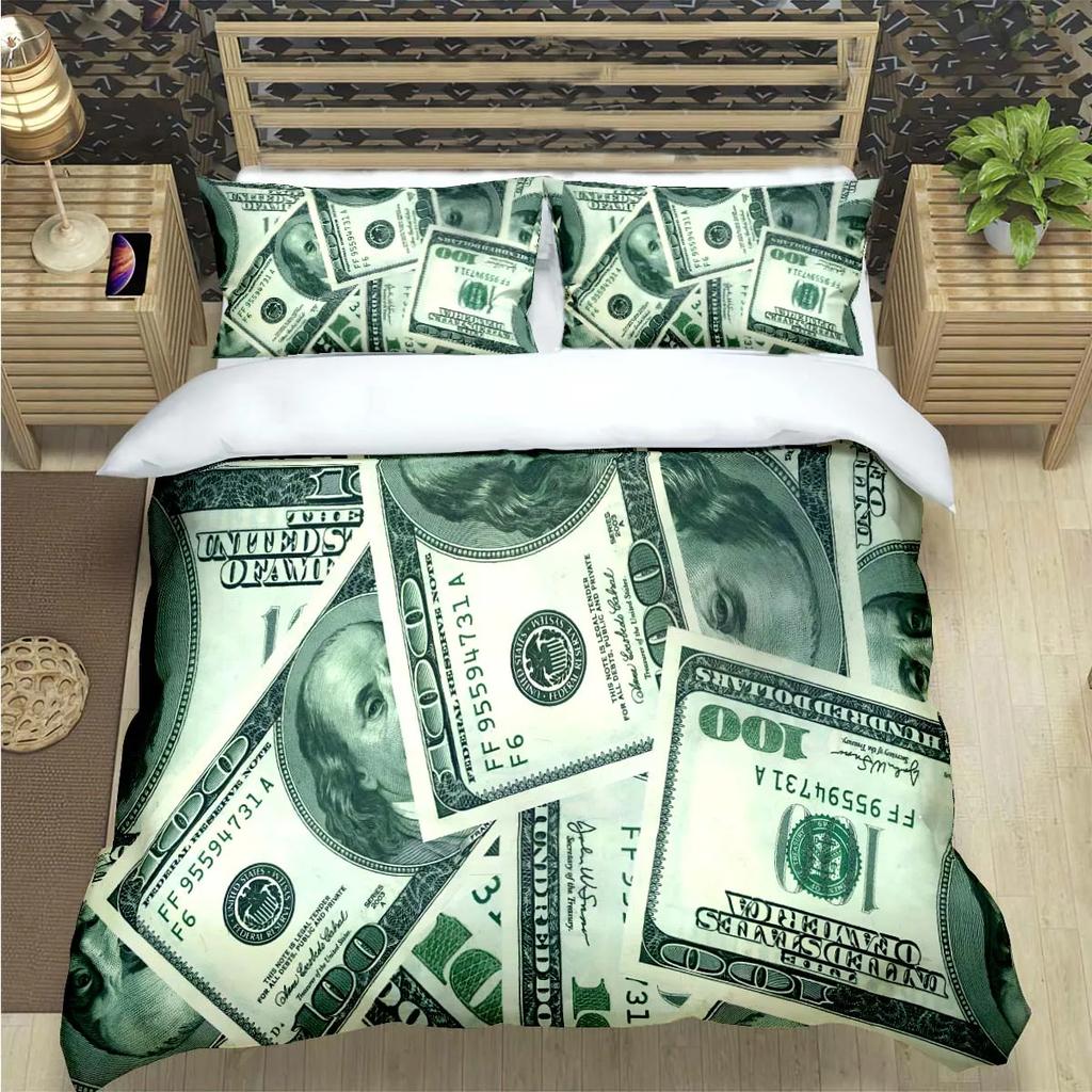 Modische 3D Lustige Geld Dollar Druck Bettwäsche Sets Bettwaren Set Bettbezug Bettdecke Set Bettwäsche Set Luxuriöses Geschenk