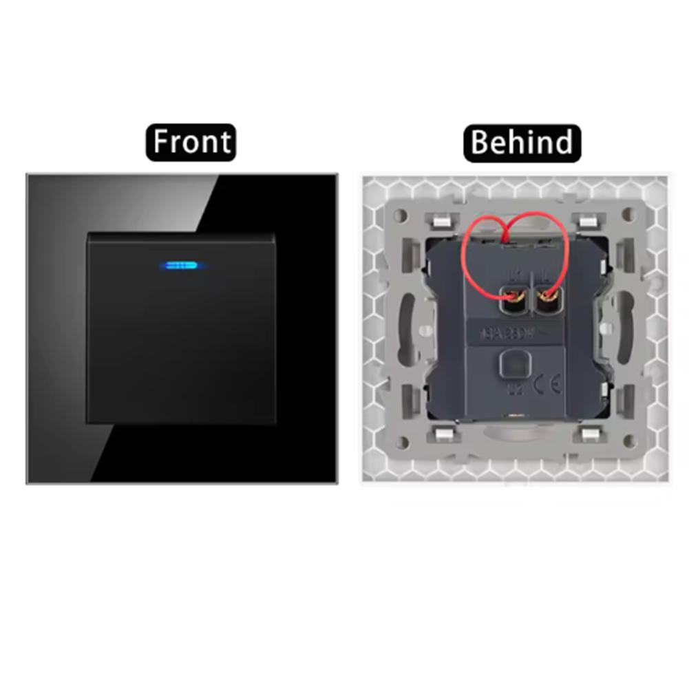 European standard 86 type rocker switch with single control featuring tempered glass for modern indoor installations