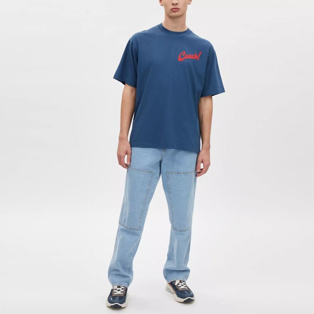 Coach Boardwalk Specials T shirT In Organic coTTon Dark Denim