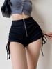 High Waist Shorts for Women Slim Fit Zipper Shorts Hot Girl Style Sexy Elastic Hot Pants Casual Female Clothing